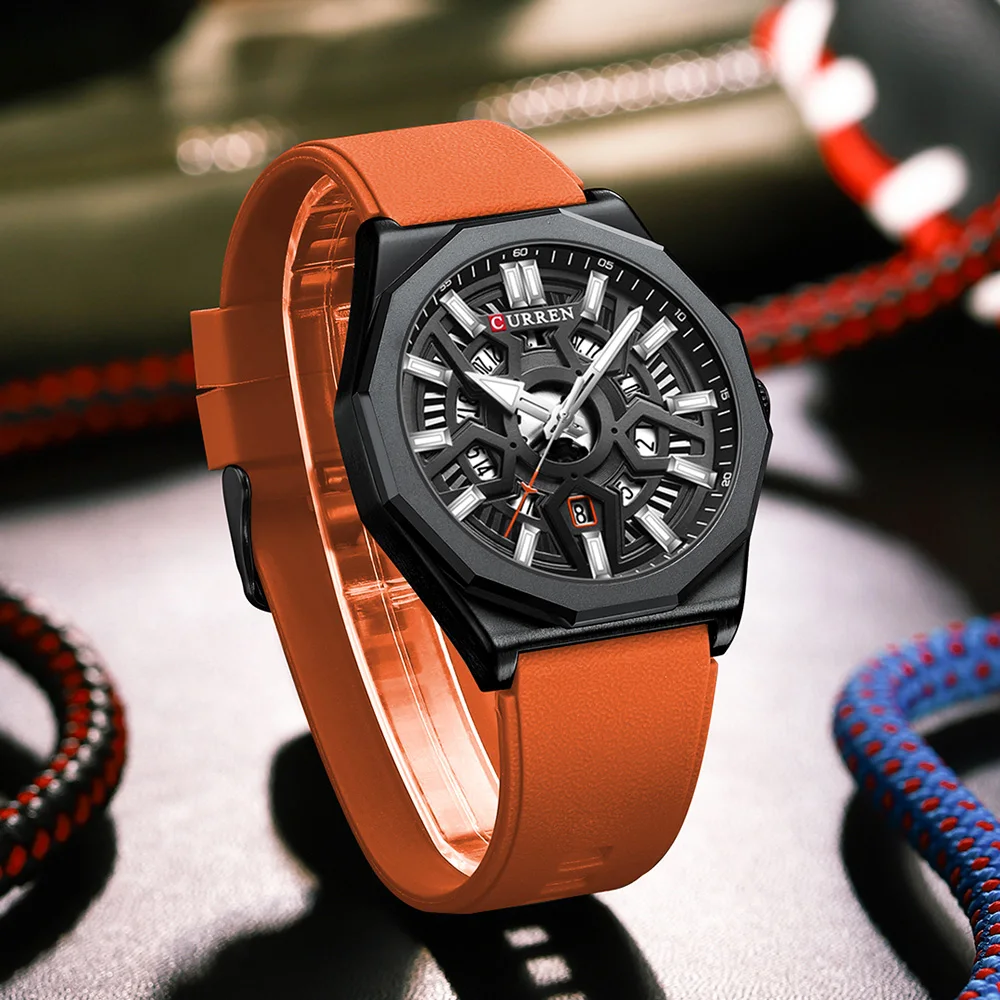 Men's Top Casual Sports Silica Gel Waterproof Quartz Wrsites for Male Auto Date Hands Clock 8437_voghion.com