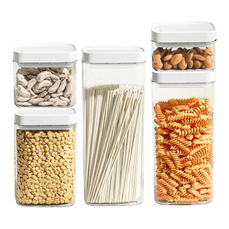

Clear Plastic Storage Jar Durable Food Container Stackable Kitchen Storage Counter Box Grain Airtight Jar For Beans and Nuts