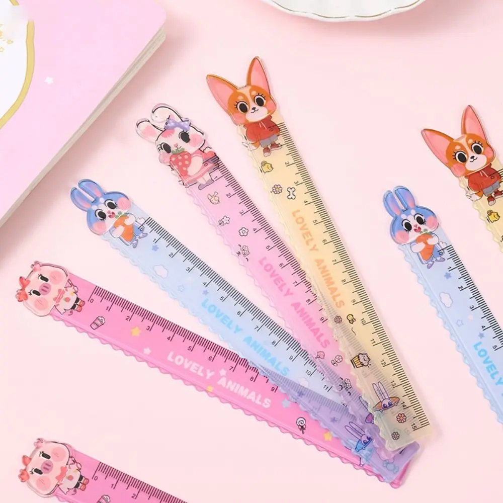 High Quality Plastic Straight Ruler Rabbit School Office Supplies Ruler Planner Accessories Drawing Tools