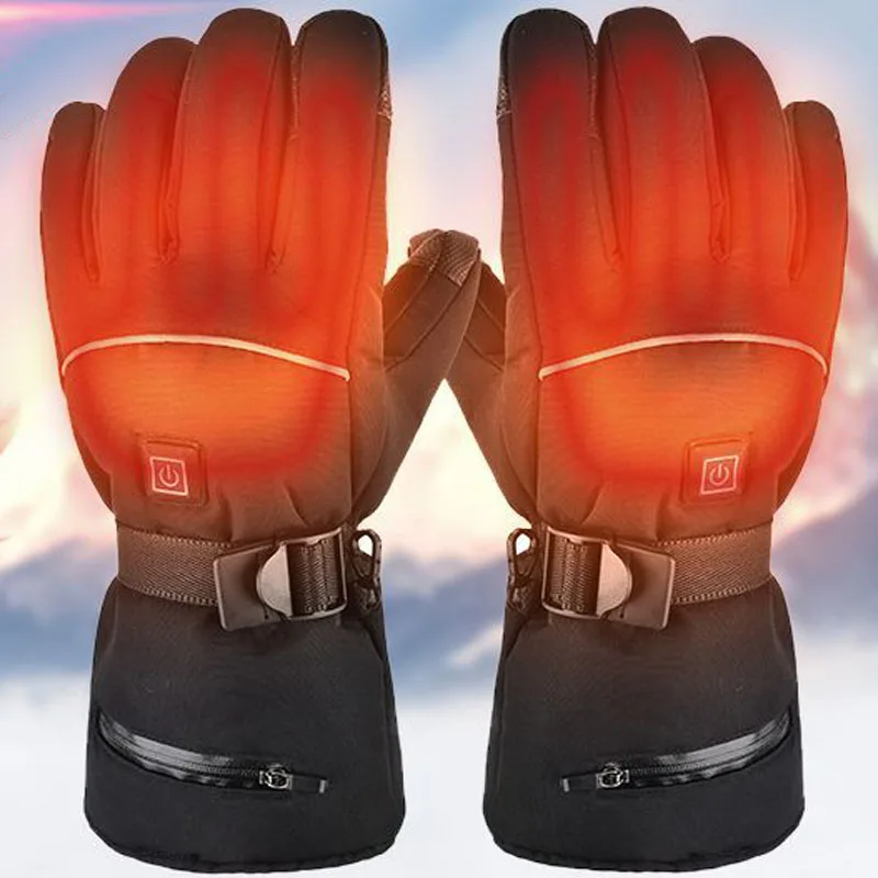 Winter Velour Heating Hand Warmer Heater Outdoor Sports Hunting Hiking Skiing Ski Heated Gloves Rechargeable Lithium Battery