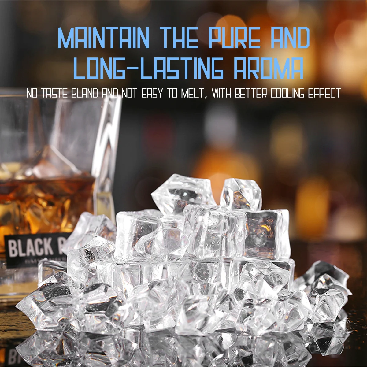 50Pcs 20mm Cube Square Shape Glass Luster Ice Cubes Fake Artificial Acrylic for Whiskey