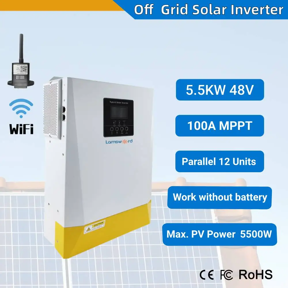 Lamsword-3,5kw 5,5kw 태양 광 오프 하이브리드 인버터, 3500W MPPT 컨트롤러, 100A 24V, 유럽에서 가정용 인버터, 230Vac