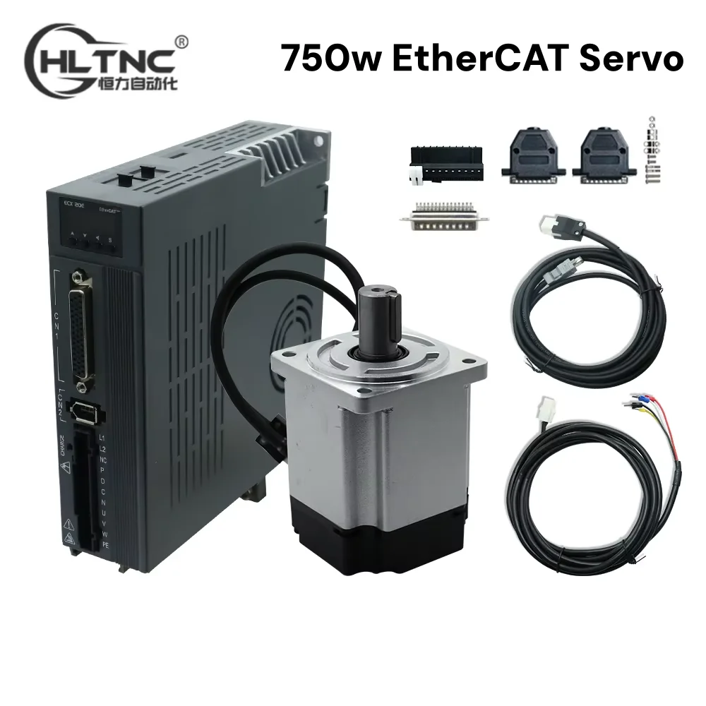 HLTNC 750W AC Servo Motor & ECX EtherCAT Driver Kit 220V 3000 RPM 2.4N ...
