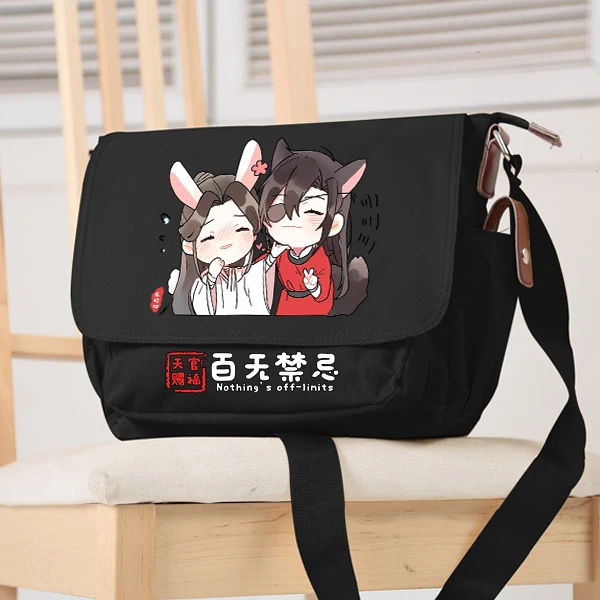 

Chinese TV Series TGCF Tian Guan Ci Fu Xie Lian Hua Cheng Cute Cartoon Shoulder Bag Black White Satchel canvas bag