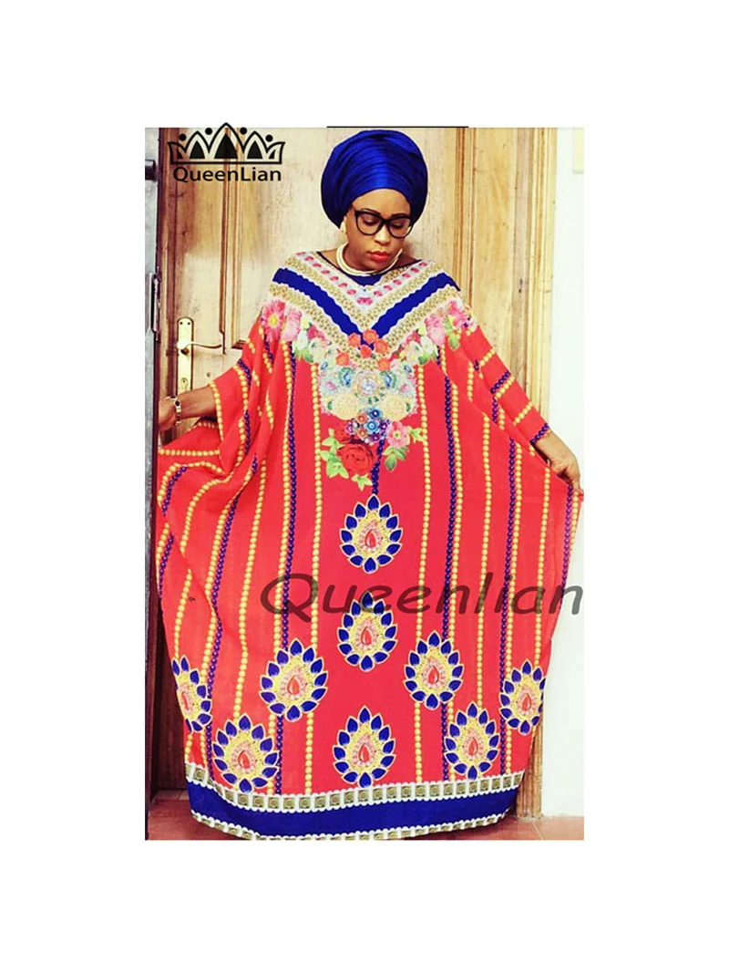 2023 New Fashion Super Size African Loose Long Dashiki Flower Pattern Printing  Internatinal Nation Printing For Lady(QQXF#)