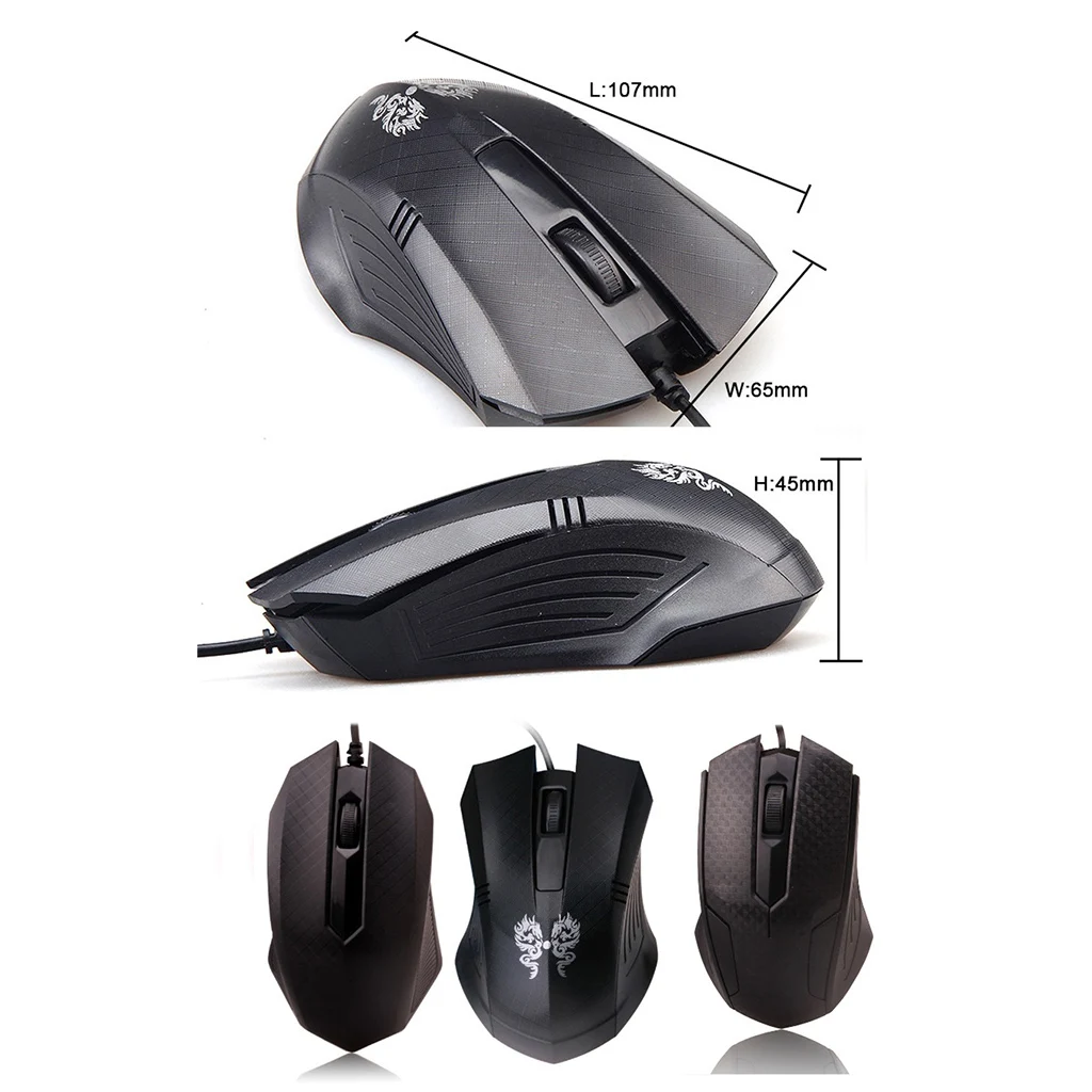 1000dpi USB Optical Mouse type Gaming Mic for Computer Black