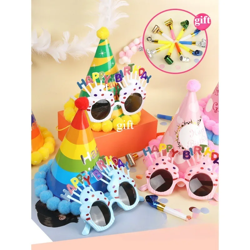 1set New Birthday Hat for Children Girl Boy Funny Set Birthday Baby