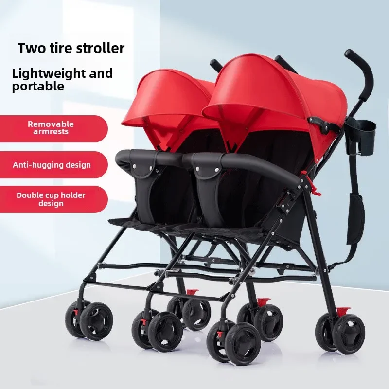 baby stroller Twin Stroller Ultra Lightweight Double Folding Umbrella Cart Two-child Cart Big and Small Bao Longfeng Fetal Stroller