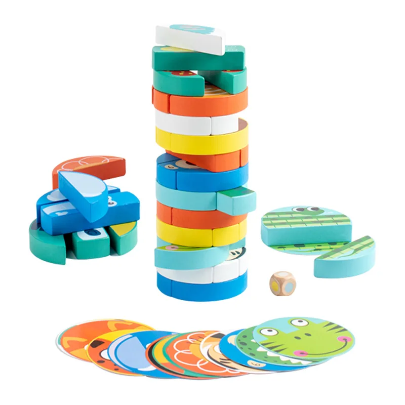 Kids Wooden Blocks Stacking Board Games Toddlers Tumbling Tower Balance Toy With Animal Pictures Colorful Wood High Block Puzzle 11 Kids Wooden Blocks Stacking Board Games Toddlers Tumbling Tower Balance Toy With Animal Pictures Colorful Wood High Block Puzzle