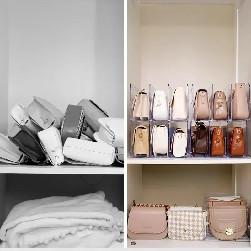 Acrylic handbag storage rack handbag divider organizer luxury bags storage rack for women transparent partition display cabinet 5