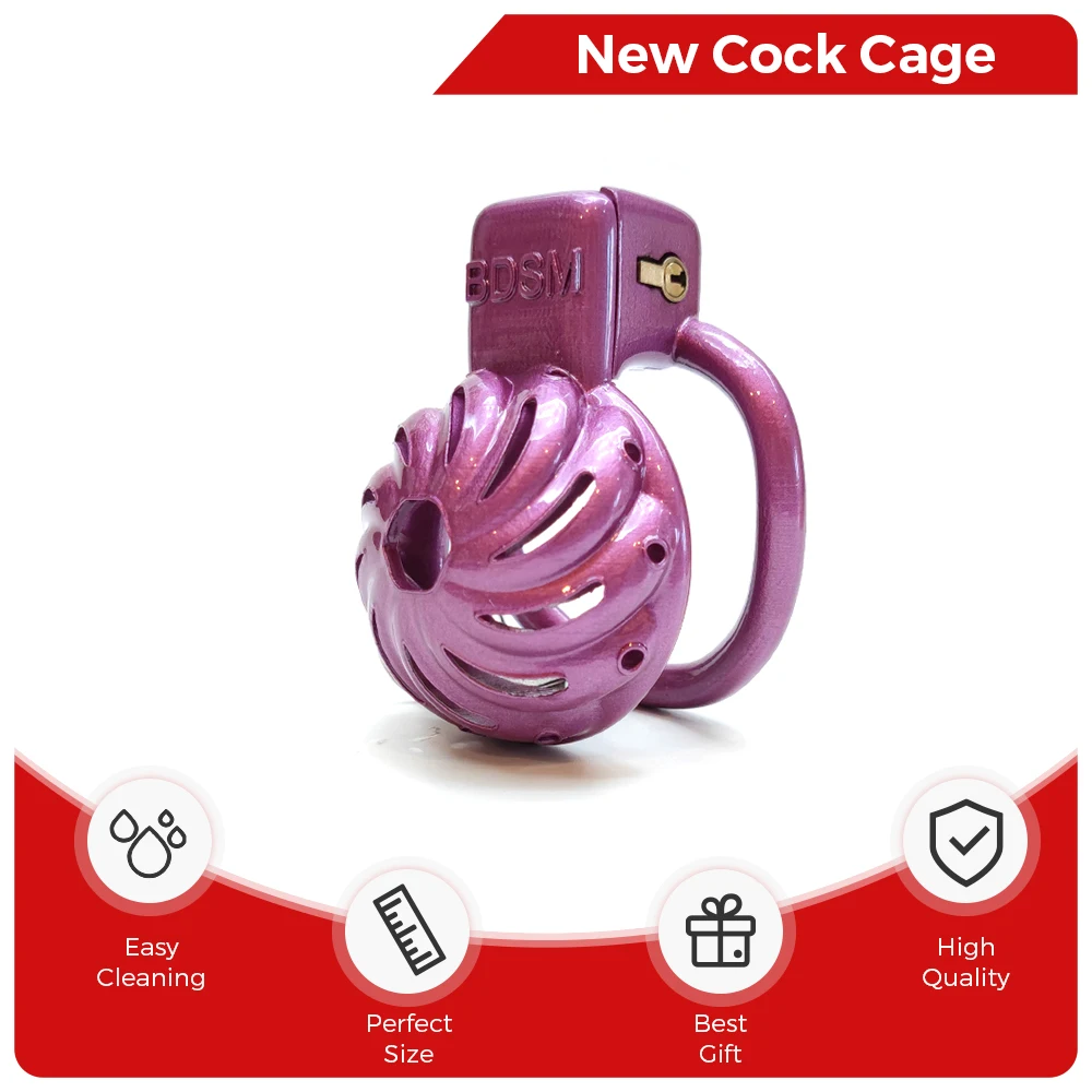 

Purple Flower Small Chastity Device Cage Slave Cock Cage BDSM Male Penis Ring Lock Bondage Erotic Gay Ladyboy Femboy Sexy Toys