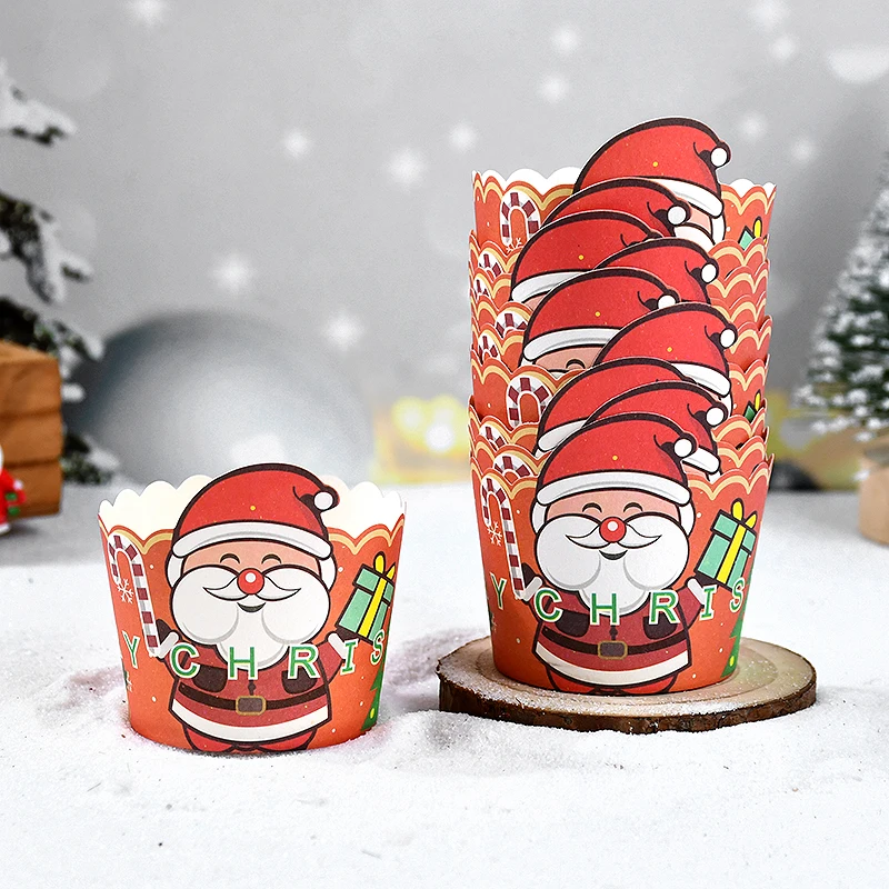 Description Picture 5 of item20Pcs Christmas Cupcake Linner Cartoon Santa Claus Muffin Paper Cups 2024 Christmas Party Cake Decoration Supplies Kids Favors