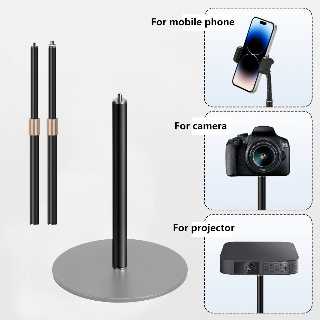 Metal Tube Extendable Rod Selfie Stick Monopod Extention Pole Stand Holder with 1/4inch Screw Ball Head for Mobile Phone Cameras