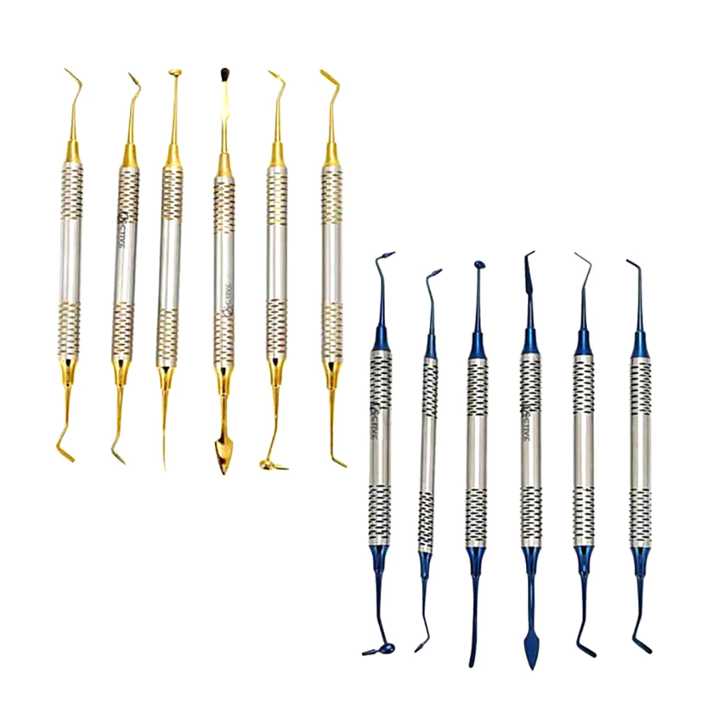 6Pcs Dental Composite Resin Filling Spatula Titanium Plated Head Resin