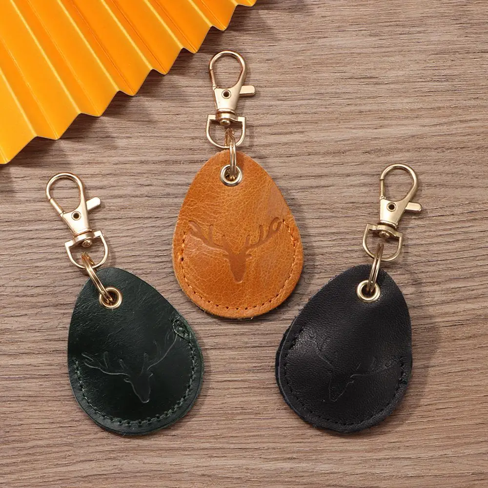 Leather Access Card Case Anti-lost Fingerprint-proof Card Holder Keychain Accessories Anti-fall Access Bag Universal