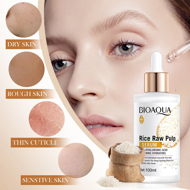 BIOAQUA White Rice Face Serum Moisturizing Anti Wrinkles Anti-Aging Whitening Facial Essence Skin Care for Face