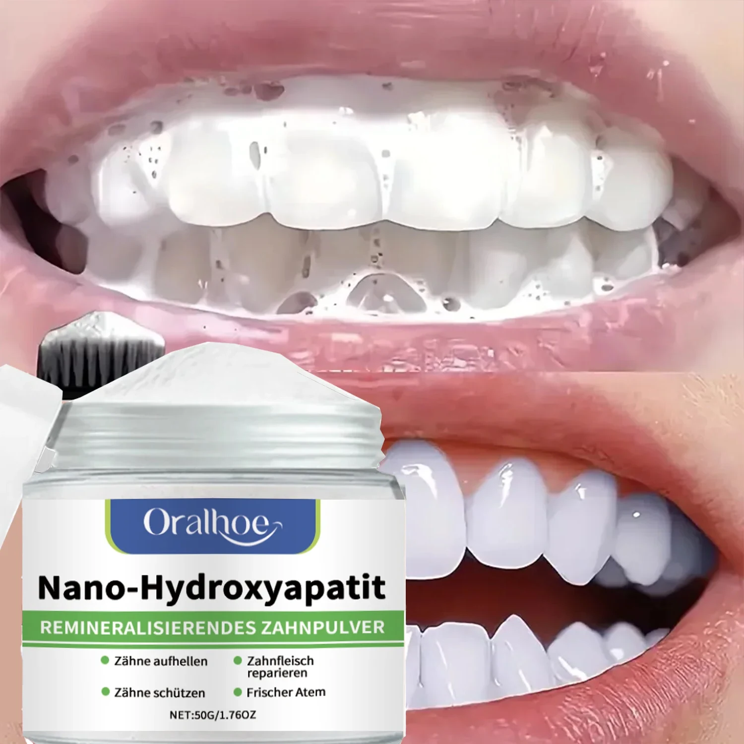 Poudre dentifrice blanchissante d'hiver enrichie à 10 % d'hydroxyapatite : réparation de l'émail, nettoyage en profondeur et haleine fraîche longue durée