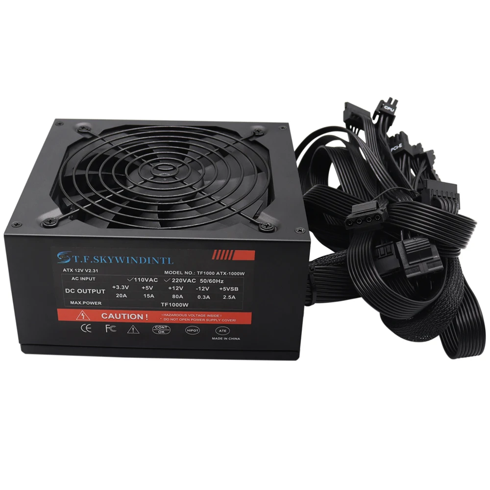 T.F.SKYWINDINL 컴퓨터용 ATX 전원 공급 장치, 1000W 전원 공급 장치, 1000W PSU 1000W