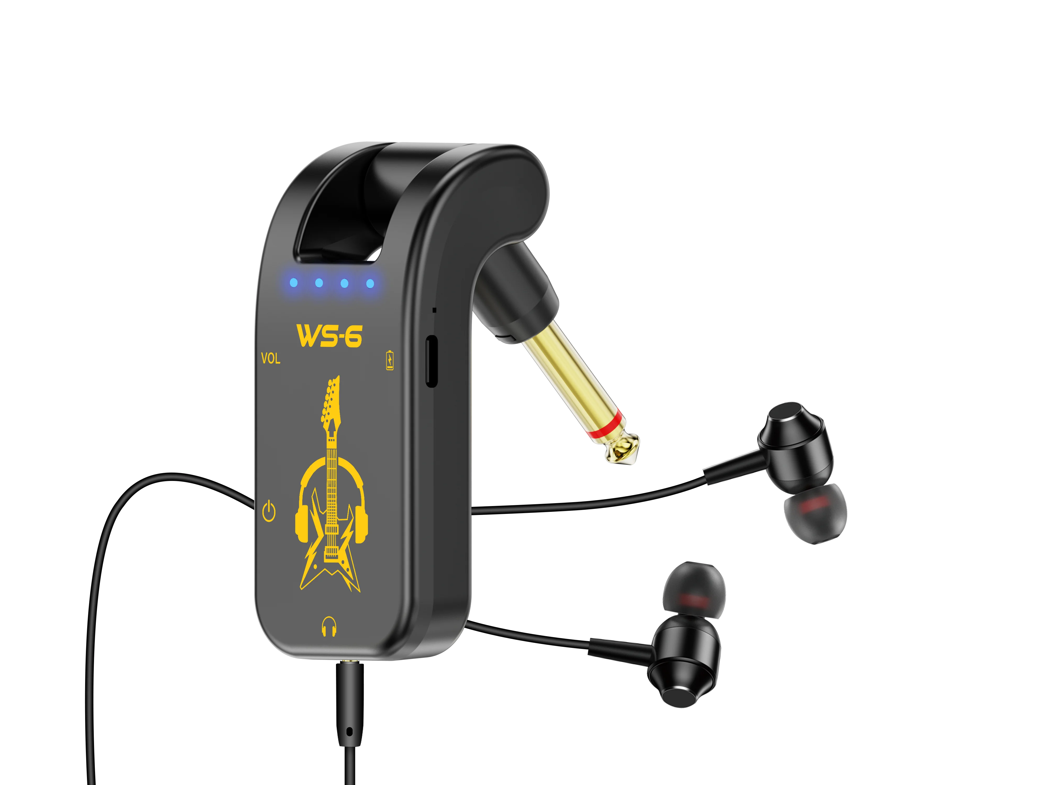 Portable Guitar Headphone Mini Amp Rechargeable Lithium Battery Swivel Audio Jack Guitar Practice
