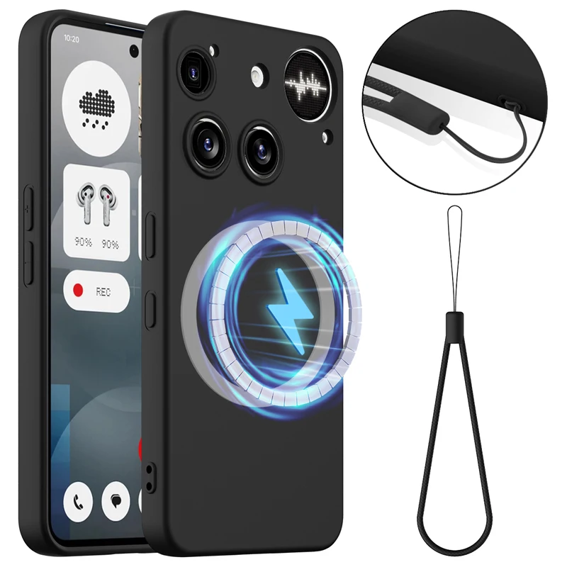 Magnetic Soft Silicone Protective Phone Case with Microfiber Lining and Strap