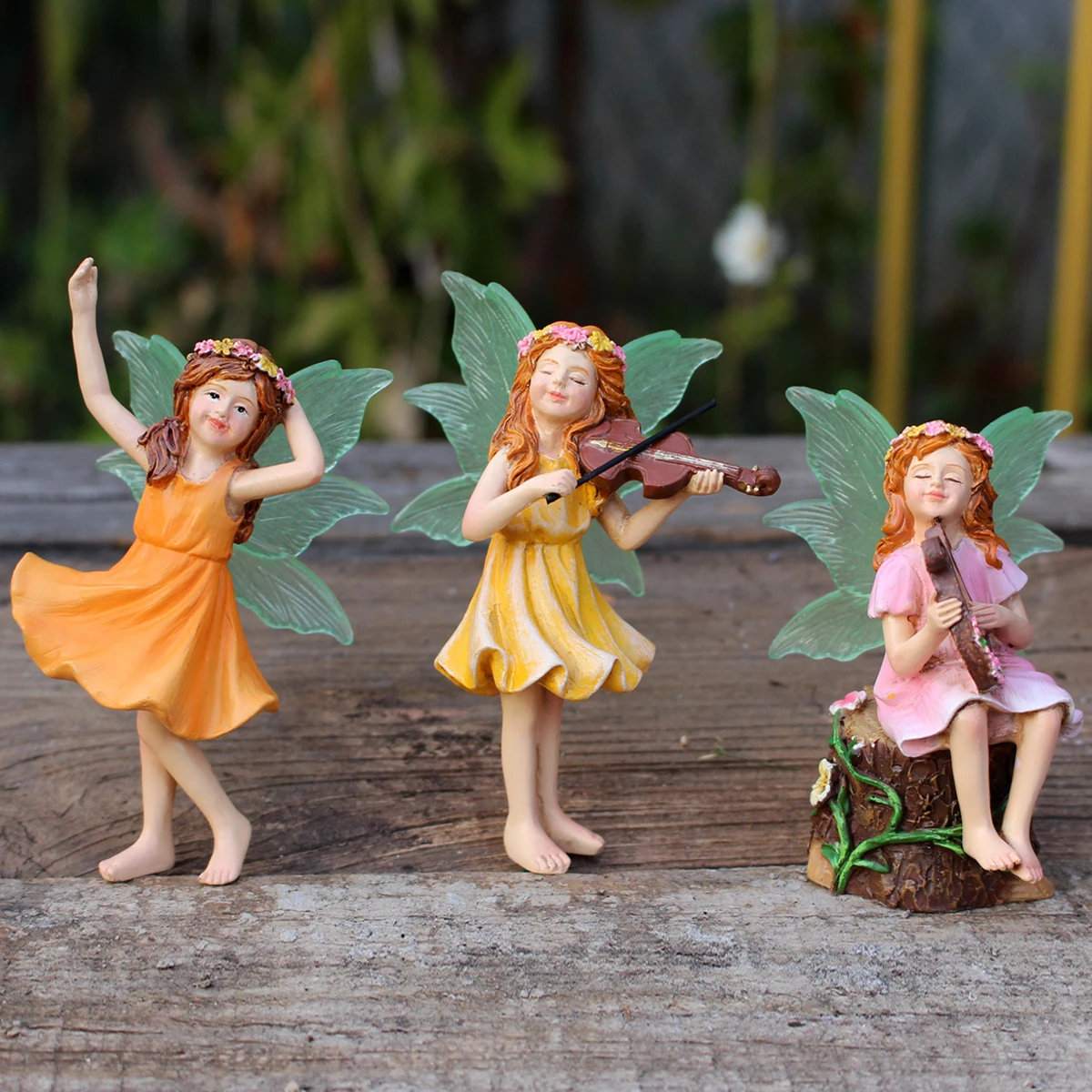 3pcs Mini Resin Playing Dance Flower Fairy Fairy Model Flower Pot Sand Table Decoration Gift resin ornaments,resin statue,resin handicraft ornaments,resin ornament