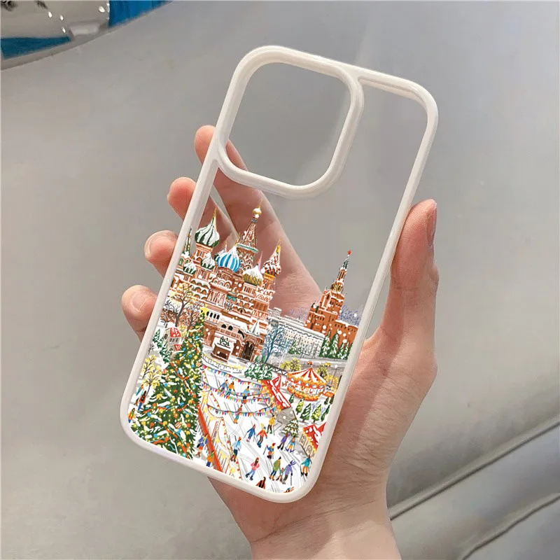Festive Christmas Street Scenery Phone Case Cover