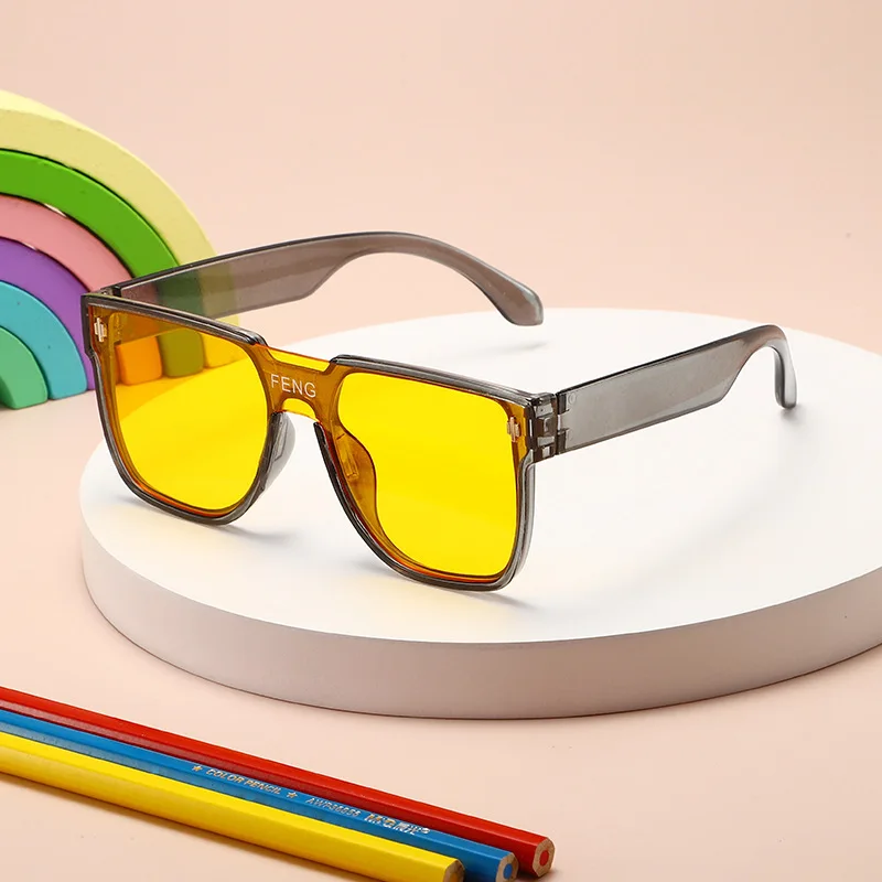 Children's Trendy Boys And Girls Fashion Street Photo Internet Red Glasses Personalized Baby Sun Proof Large Frame Sunglasses