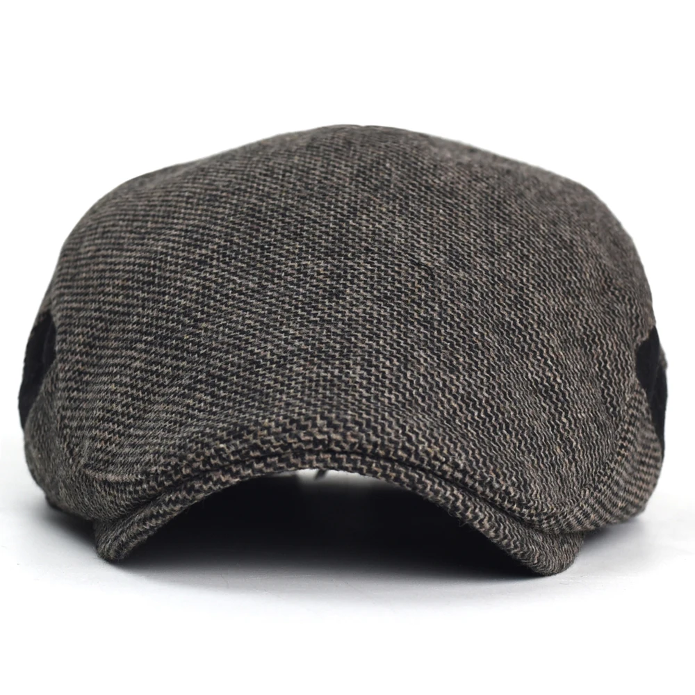 Zeitungsjunge Mütze Herren Winter Dicke Warme Vintage Casual Streifen Baskenmütze Gatsby Flacher Hut Schirmmütze Einstellbar – Detail 2