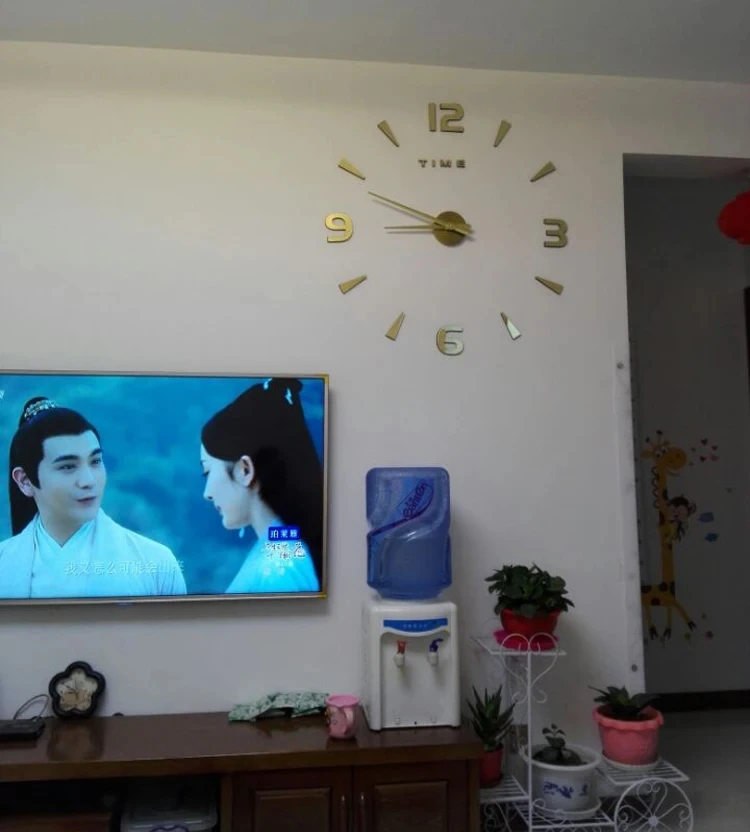 Oversized Mirror Wall Clock for Living Room, Creative Art Clock, Home DIY Personality Fashion, Simple Mirror, 1m