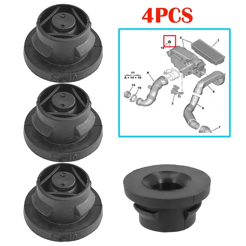 Car Air Filter Rubber Insert Grommet 3/4Pcs For Citroen-Peugeot 1.6 HDI Diesel 1422A3 1422.A3 Hood Rubber Gasket Parts air filter grommet