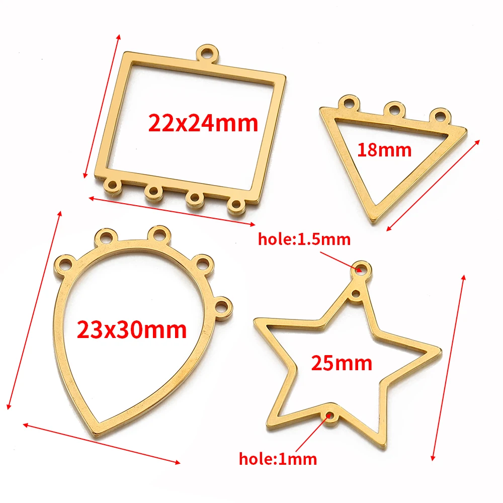 10 Stück Edelstahl Dreieck Blank Drop Connector Multi Löcher Connect Quaste Anhänger Charm Halskette Ohrring DIY Schmuckherstellung – Detail 5
