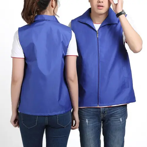 캐주얼 민소매 라펠 지퍼 포켓 조끼 코트, 메쉬 라이닝 야외 조끼, 밝은 색상, 자원 봉사 조끼 3
