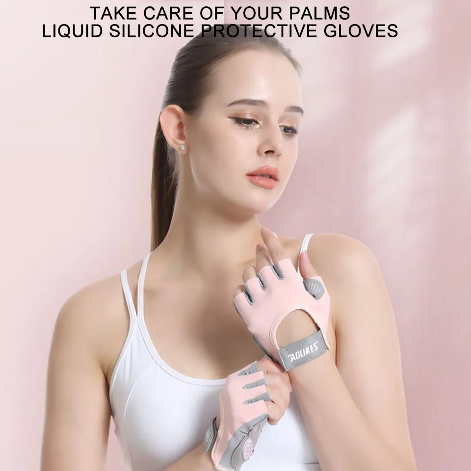 AOLIKES Breathable Cycling Gloves Workout Gym Gloves for Men Women Weight Lifting Fingerless Gloves Training Exercise Fitness 5