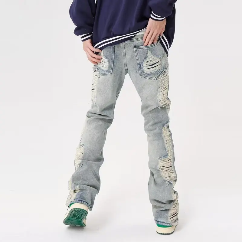 Ropa Grunge Y2K Streetwear Hole Ripped Baggy Jeans Pants Men Clothing Straight Hip Hop Gothic Denim Trousers Pantalon Homme