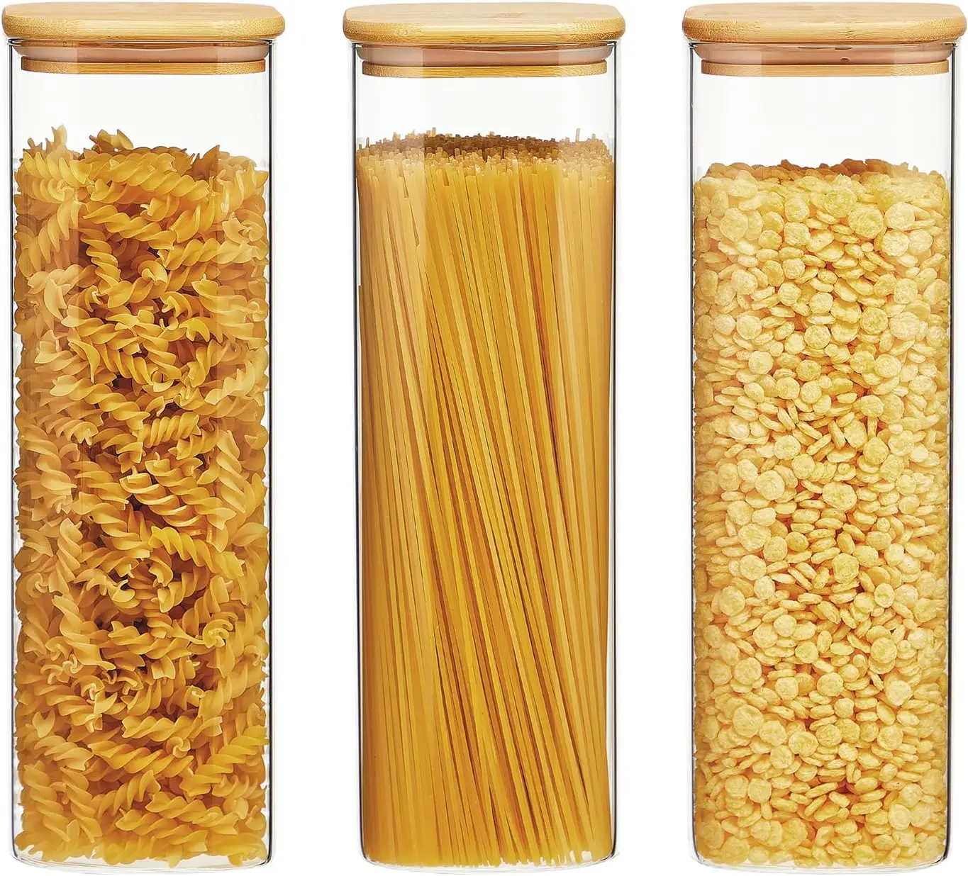 2/4Pack-1450Ml Square Glass Jar, Glass Storage Container with Lid, Wide-Mouth Pasta Jar, Kitchen Storage Jar, Kitchen Pasta, Cereals, Oats, Sugar, Biscuits, Bean Storage, Air-Closed Glass Jar Set, Kitchen Organization and Storage 4