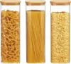 2/4Pack-1450Ml Square Glass Jar, Glass Storage Container with Lid, Wide-Mouth Pasta Jar, Kitchen Storage Jar, Kitchen Pasta, Cereals, Oats, Sugar, Biscuits, Bean Storage, Air-Closed Glass Jar Set, Kitchen Organization and Storage 4