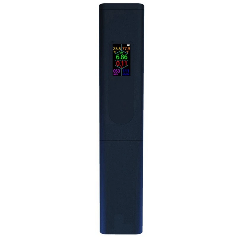 

5-In-1 Salinity Digital Tester,Rechargeable Multifunctional High Accuracy Water Temperature ℃/℉/PH/Salinity/TDS/EC Meter Black