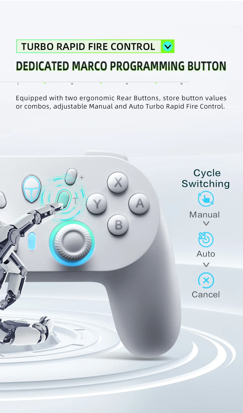 ThundeRobot-Gamepad inalámbrico G45 Pro, controlador de juegos de tres modos, Efecto Hall, NFC integrado para Switch, Windows, PC, STEAM TV