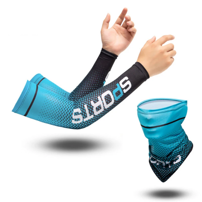 1 Pair Summer Ice Sleeves And Sunshade Face Mask sun protection arm sleeves ice arm sleeves ice sleeve mask Outdoor Driving Arm Sleeves Hand Fishing Cycling Arm