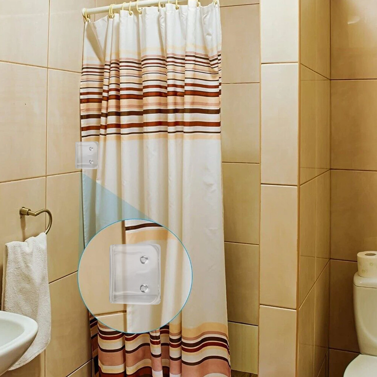 4Pcs Shower Curtain Clips Windproof Fixer Holder Self Adhesive Curtain Clips Anti Slip Bedsheet Clip Home Decoration Accessory