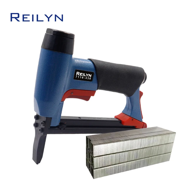 Agrafeuse pneumatique pour tissus d'ameublement Reilyn 22GA 7116 – 466, cloueur pneumatique pour cadre avec 2000 clous à couronne 1