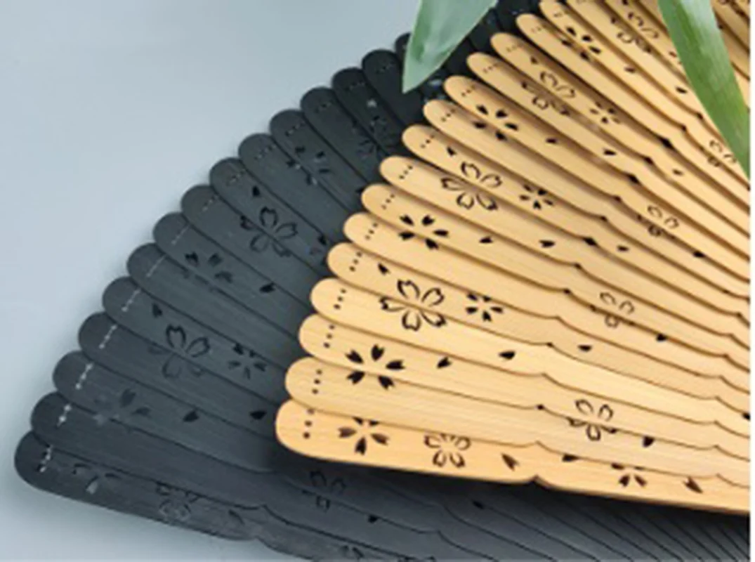Full Bamboo Folding Fan Hollow Carving Women's Dance Wedding Portable Fan Travel Selfie Accessories Craft Daily Home Decoration