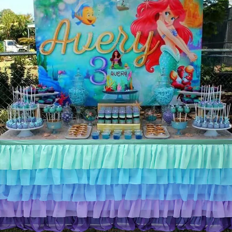 5 Layer Tulle Table Skirt Tutu Table Skirts Tableware Baby Shower Birthday Party Decorations Banquet Wedding Home Party Supplies