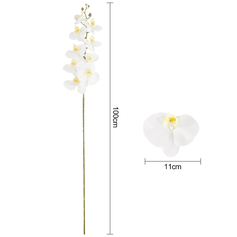 9Heads 100cm Artificial Butterfly Orchid Flowers Real Touch Moth Orchids Fake Flower for Wedding Festival Party Home Decoration