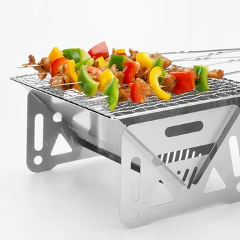 Portable Foldable Stainless Steel BBQ Grill Camping Stove for Outdoor Picnic Backpacking Travel Compact Design