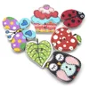 50PCS Mixed Apples Ladybug Buttons Wood 2 Holes Painted Ladybirds Cartoon Button Embellishments Scrapbooking Wooden Buttons 2