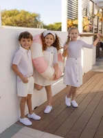 Collection denim blanc AP SS26 pour enfants, filles, garçons, jeans en coton, jupes, chemises, vêtements assortis pour la famille 5