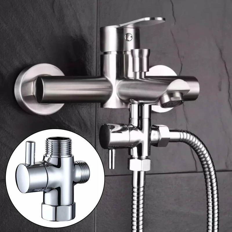 G1/2in 3Way Diverter Valve T-Adapter Converter Brass Valve Bathroom Shower Faucet Water Splitter For Shower Faucet Head