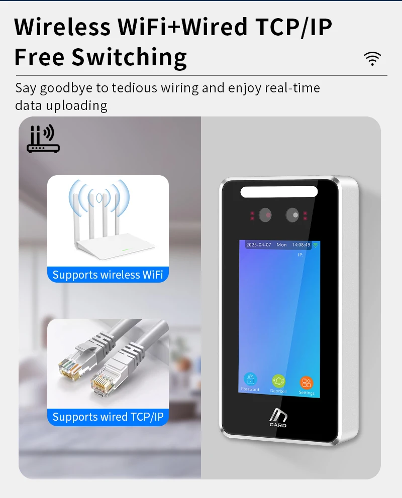 4 inch TCP/IP WIFI Dynamic Face Recognition Access Control Attendance Machine Fi
