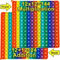 1-12 Multiplication Addition Push  Its Bubble Fidget Sensory Pop Toys, Silicone Rainbow Teaching Aids, Math Toys 1
